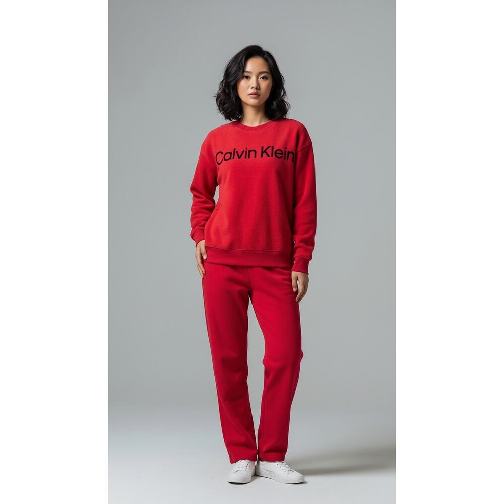 NWT Calvin Klein Logo Graphic Dropped-Shoulder Sweatshirt Hot Pink S